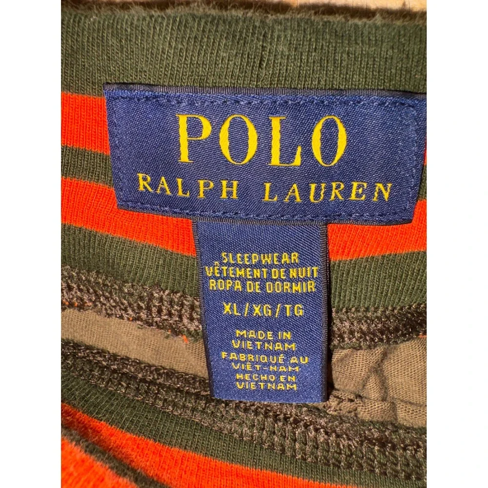 Polo Ralph Lauren Mens Camo Jogger Pajama Pants XL Orange Stripe Sleepwear